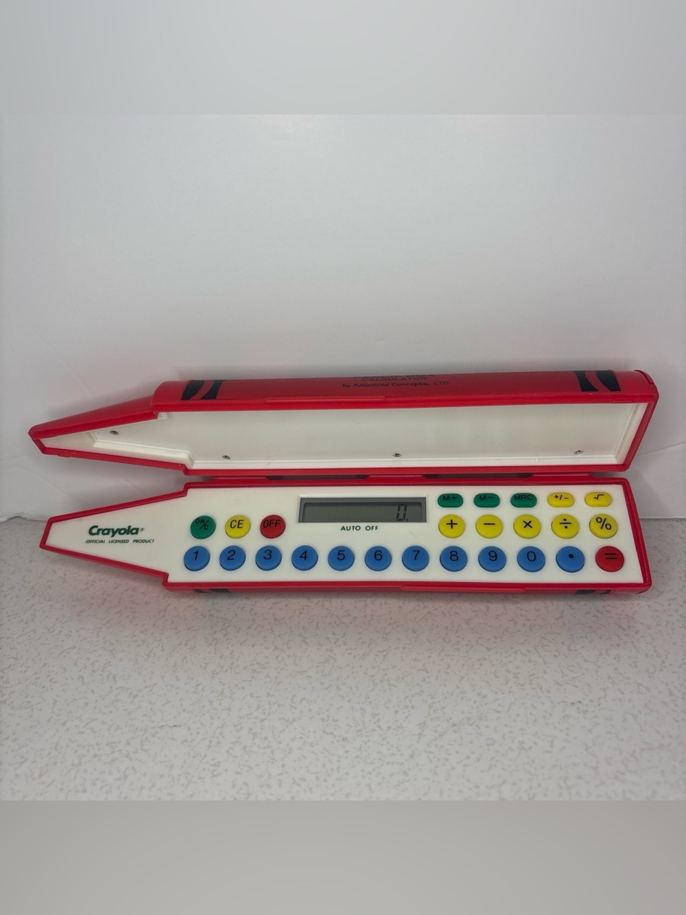 VTG Rare 1995 Red Crayola Crayon Pencil Box Calculator Advanced Concepts